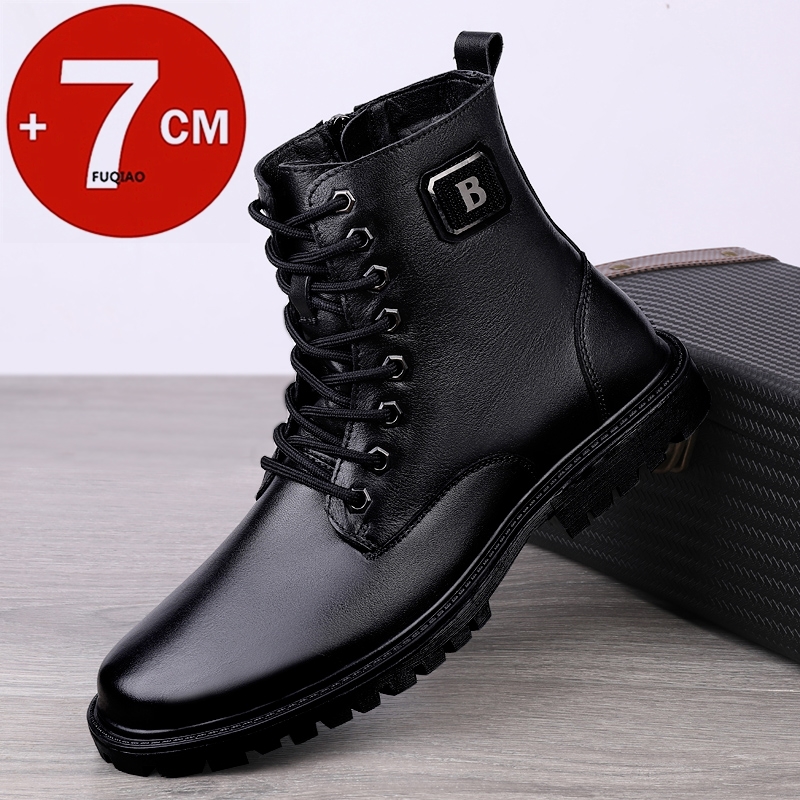 Men Shoes Type - Men's Genuine Leather Elevator Boots Winter