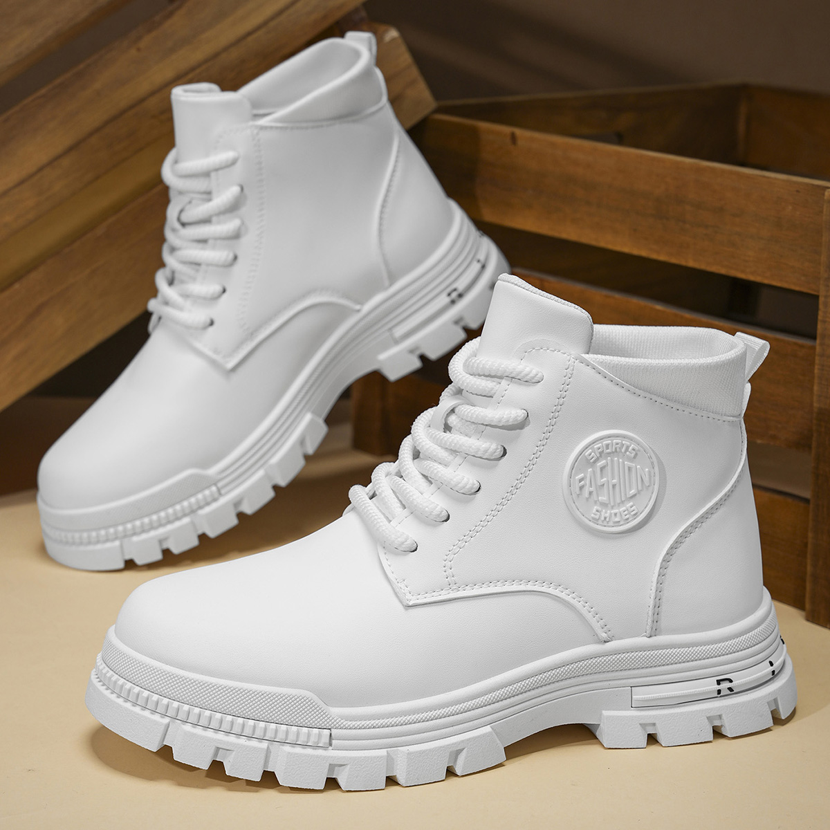 Men Shoes Type - Men's Fashionable All-Season White Motorcycle Boots