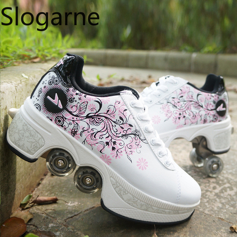Men Shoes Running - Women 4 Wheels Deformation Roller Skates