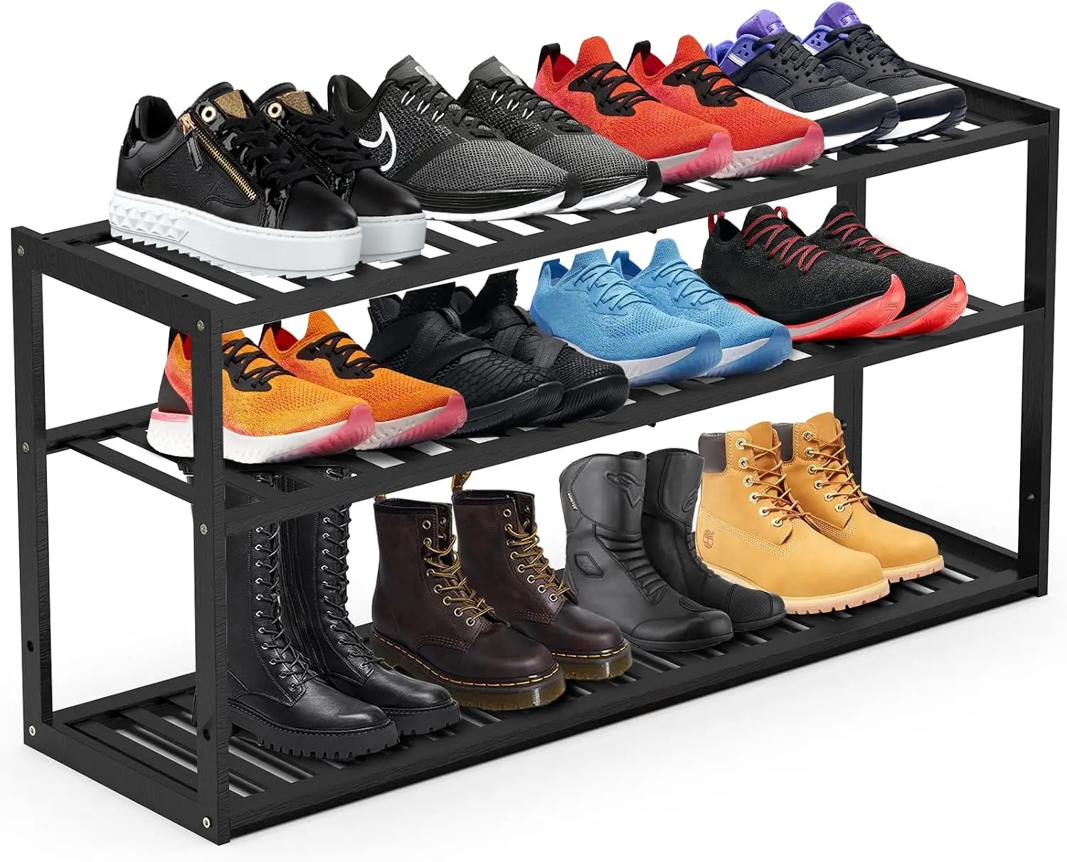 Men Shoes Rack - 3 Tier 32.5inch Bamboo Shoe Rack