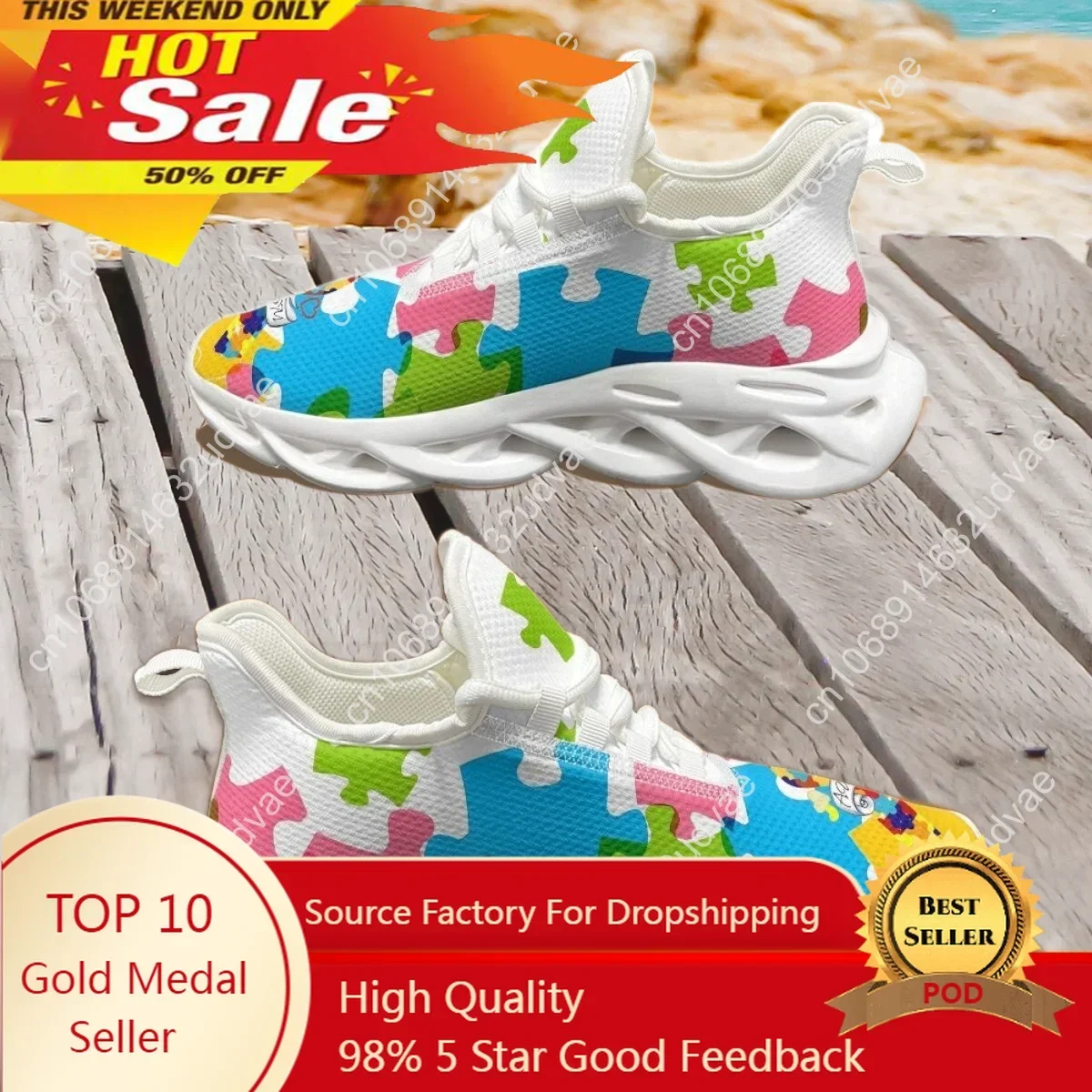 Men Shoes Running - Autism Awareness Sports Running Shoe Color