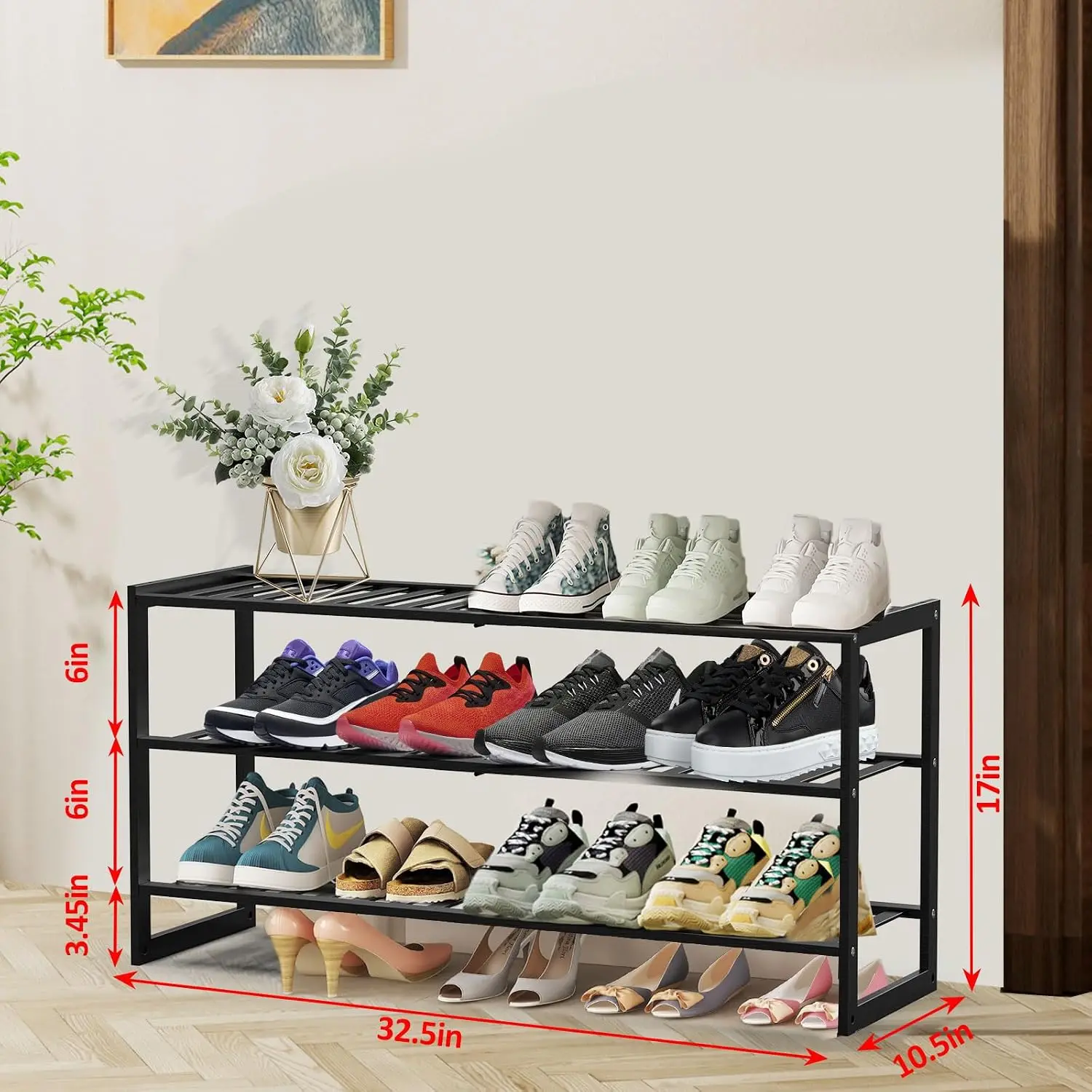 3 Tier 32.5inch Bamboo Shoe Ra - đánh giá và giá Men Shoes Rack