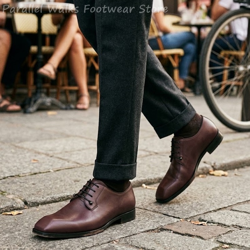 Mens Dark Brown Leather Derby  - đánh giá và giá Men'S Shoes Smart